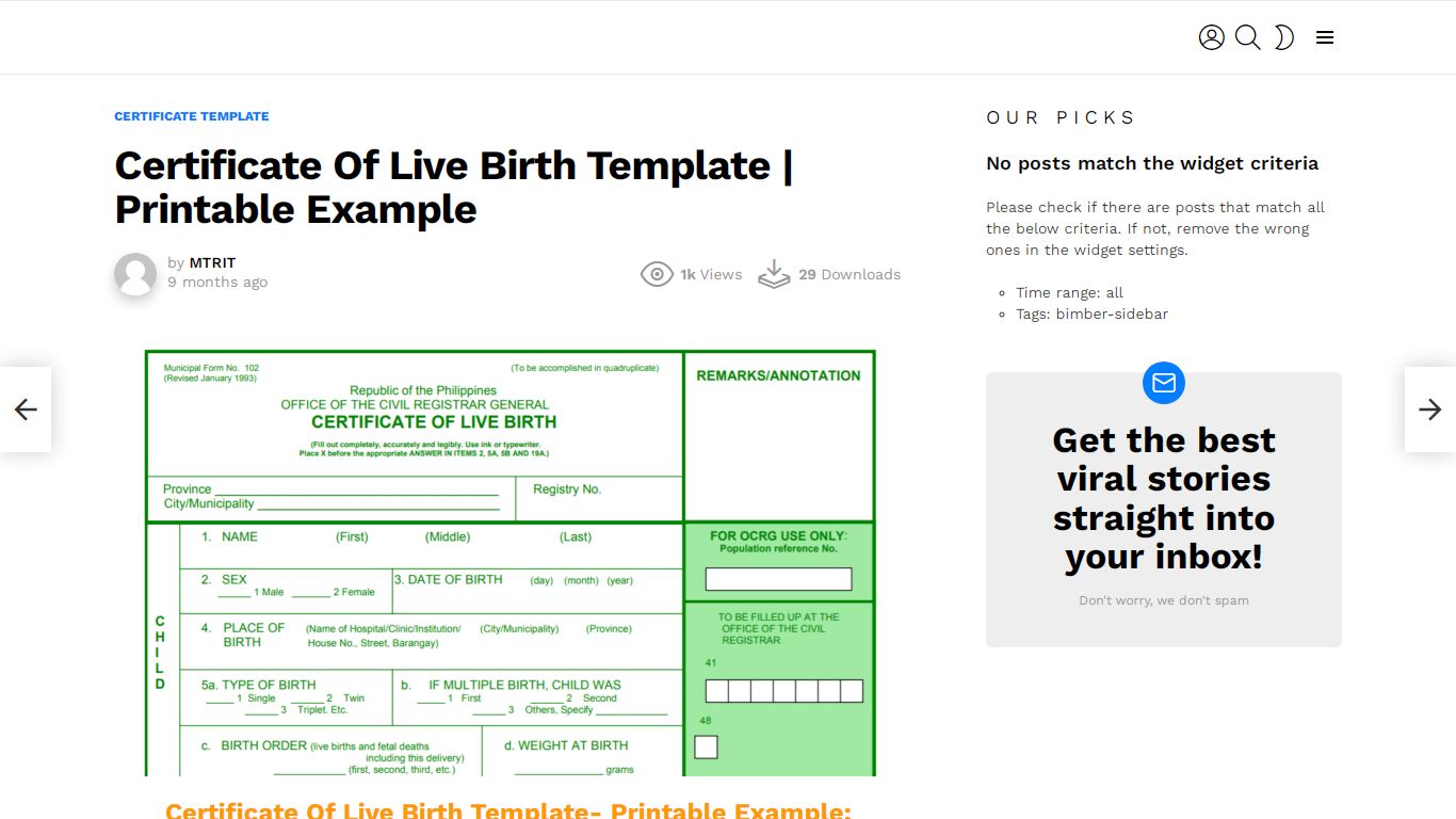 Certificate Of Live Birth Template - FREE Sample Templates